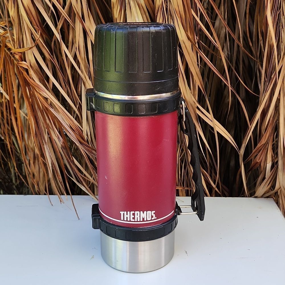 Vtg Thermos 781 1 Qt Red Vacuum Pour Spout Thermos